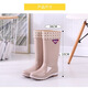 Frauen mit hohem Röhrenregen mit mittleren Röhrchen Wasserstiefeln Wasserschuhe plus Samt-Rutsch-Gummi-Schuhe überschuhten modische hochröhren-Regenstiefel Winter warm 317 High-Tube-Khaki plus Samt 37