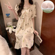 Yuan pekying Nachthemd mit Brustpolster Sommer Frauen 2025 Neues kurzärmeliges Pyjama Frauen-Heimkleidung Langes Prinzessinstil Kleid 9871 Pacha Hund [mit Brustpolster] 2xl 130-150jin [Jin gleich 0,5 kg]