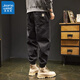 Jeanswest pants men's spring and autumn black casual pants men's loose large size small feet handsome Harlem trousers black M suitable for 115-130Jin [Jin equals 0.5 kg]
