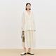 AUM (AUM) easy suit AUM 2025 spring new cotton V-neck bud sleeve embroidered top skirt off-white jacket M
