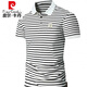 Pier Cardin reines Baumwoll-Revers-Polo-Shirt Herren Modemarke Leads Sommer kurzärmeliges T-Shirt Einfach gestreiftes obere Eissensen-High-End-High-End-Männer weiß Q753 m suggeriert 100-120jin [Jin ist 0,5 kg]