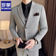 ROMON Groom wedding suit suit men's slim suit three-piece dress business casual British style professional formal wear 9889 medium gray three-piece suit [suit + vest + pants 54/2XL [135-150Jin [Jin equals 0.5 kg] wear]