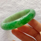 Ice and glutinous sun green jade bracelet Laokeng floating green square circle ice seed green imperial concubine gift female jade bracelet No. 53