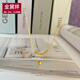 GRAYCEWODY Old Phoenix 999 gold 18K set chain cat's eye transfer bead necklace clavicle chain double-layer plain chain ins simple and elegant set chain/length about 42 tones 45cm old Phoenix gold store model