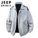 JEEP SPIRIT2025 Spring, Autumn and Winter New Lapel Burgundy Jacket Men's Loose Couple Coach Jacket Pilot Jacket Large Size Plus Size Men's Clothing-Burgundy 2XL