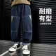 McTicco Boys Handsome Jeans 2025 Frühling Neue Kinderarbeitshose Jungen Frühling und Herbsthosen große Kinder gerade Hosen 13136 Blau + 13077 Denim Blue [zwei Stücke] 120 120 cm