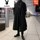 Playboy (PLAYBOY) new winter woolen woolen coat for men, long over the knee, Korean style loose and handsome British woolen windbreaker jacket for men, black (high quality) 2XL