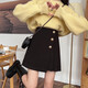 Miao Yijia autumn skirt pleated skirt short skirt spring and autumn skirt black women's winter skirt high-end 2025 new skirt a-line skirt irregular black pleated skirt