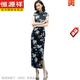 恒源祥国风长款改良旗袍女夏季新款2025年轻款女复古修身走秀款日常可穿 12376黑 3XL