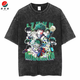 Jueslang animation full-time hunter hunter x hunter retro old summer cotton washing short-sleeved T-shirt for men and women washing black B1278 XL