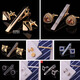 Lie Shang Herren Silber Simple Krawatte Clip Cufflink Set Herren -Krawatten Clip Geburtstag Geschenkbox mit 24 Karat Gold reines handgefertigt