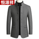 Hengyuanxiang tunic men's 2025 new wool double-sided woolen Chinese-style stand-up collar suit jacket slim suit men's top gray (cotton thickening) 2XL /185 (140-155Jin Jin equals 0.5 kg)