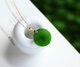 Li Shen 18k gold inlaid with natural Xinjiang Hotan Jasper 20mm round brand pendant old material spinach green Wushi brand necklace pendant