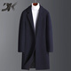 DK brand men's woolen coat men's winter new thickened warm mid-length windbreaker business casual jacket gray M 170