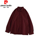 Pierre cardin Hong Kong style retro red shirt for women in autumn 2025 lazy casual layered shirt underneath long-sleeved top knitted burgundy (9905) S (105Jin [Jin equals 0.5 kg])