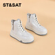 Sábado Botas de nieve para el suela gruesa de las mujeres Velvet Martin Boots 2024 Nuevas botas calientes versátiles White 37 (235 mm) Tamaño estándar