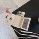 Tongrubi Crossbody Lanyard iPhone16 Strap Mobiltelefonhülle für Apple 15Promax mit Wechselkartenbeutel integriert 14 Diamantring Schnalle Flip Mirror Black Card Bag iPhone16Promax