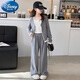 Disney Girls Autumn Set Korean Style Middle and Big Children Fashion Casual Holiday Two-Piece Cardigan Children's Coat Wide Legs Two-Piece Set Black 160 cm