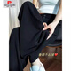 Pierre Cardin [3899 Collections] Pantalons de combinaison droite décontractés pour femmes 2025 Fémirations de printemps et automne grande taille Fat Mm haute taille tombant noire [printemps et automne tombant haut de gamme] petite personne 3xl / [145-160jin [Jin est égal à 0,5 kg]]]]