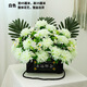Zi Jiafu Qingming Festival flower tombstone, artificial flowers in front of the tomb, simulated chrysanthemum bouquet, large flower basket, tomb sweeping supplies, white + purple set (base is carton)
