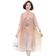 Pierre CARDIN (PIERRE CARDIN) Fat mother summer cheongsam dress summer chiffon skirt large size 2025 new middle-aged women's summer style 6628 pink lotus root powder XL recommended 115 Jin [Jin equals 0.5 kg]