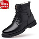 Winter 17 wool cold-proof boots outdoor military hook training boots 33 cruiser navy cotton shoes men's pure wool high-top warm cotton boots increase height 3519 black flat sole model 40