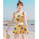 Cool Zhang (Kuzhang) Swimsuit Split Jupe partagée Femme Boxer CELORT PORTE CORÉAN COREAN PLaid Cute Girl Fresh Beach Hot Spring Spring 695 Hidden Blue L Recommandé 95-108jin [Jin est égal à 0,5 kg]