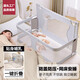 Small apartment anti-pressure crib bed-in-bed newborn baby playpen guardrail folding T removable baby bed baby anti-pressure playpen bed-Mihui-free mosquito net+