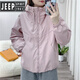 JEEP SPIRIT蓝色双拉链冲锋衣外套女2025春季新款小个子宽松休闲短款夹克 浅蓝色 【原版】 M 建议90-118斤
