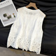 Her pool V-neck vest 2025 summer new women's lace hook-and-cut single-breasted loose horse clip