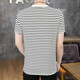 Septwolves (septwolves) broken code 2025 summer striped short-sleeved shirt for men new trendy slim ice silk cotton half-sleeved men's summer top 9898 khaki 5XL