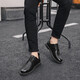 LWOK Neues Produkt Herren lässige Lederschuhe Trend Britische Männerschuhe Mode vielseitige Geschäftsschuhe tragen resistente formelle Schuhe Height-verstärkte Schuhe 9920 Black 42
