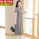 Hengyuanxiang Polo neck dress pure cotton women's summer lapel medium-length loose casual sports large-size short-sleeved T-shirt skirt green 9859 models L 110-120Jin [Jin equals 0.5 kg]