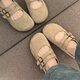 LEKALI BUCKEN SHOUS und halbe Hausschuhe für Frauen mit 2025 Sommer neuer französischer Retro Mary Jane Single Schuhe Kapricot Farbe 37
