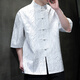 Mr. Guans nationaler Trendstil Retro-Herrenkleidung Tang Anzug Sommer Dünnes High-End-Kurzärmel-Hemd Fett Mann großer halbärmeliger Tai Chi Anzug D967 Black XL