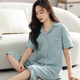 Catman (MiiOW) 100% pure cotton pajamas for women in summer short-sleeved cropped pants middle-aged and young style large-size cardigan suit thin home clothes n9892 short-sleeved cropped pants cardigan M (80-100Jin [Jin equals 0.5 kg])