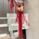 Decoración de la sala de bodas Yusenyi Decoración de la sala de bodas Conjunto del hombre Man suministros de boda de interior Flor de boda B3891 Big Red Pearlescent Seda de seda de hielo 4 metros