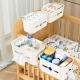 Ni Zhier customized bedside hanging basket baby bedside storage rack diapers diaper storage bag diaper diaper fence storage box Crescent white-updated with cover [with paper outlet + row