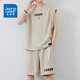 Jüdischer Freizeitanzug Herren Sommer Trendy ärmelloses Weste Top Lose T-Shirt + Sport Fünf-Punkte-Shorts Herrenkleidung grau