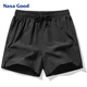 NASA GOOD shorts men's summer trend basic solid color versatile casual loose straight sports three-point pants black M