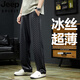 
JEEP SPIRIT Pants Men's Summer Thin 2025 New Ice Wire Sports Quick Dry Loose Wide Legs Straight-Legs Casual Pants 9905 Gray 2XL (Size 34)