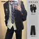 声猴西服套装男士dk小西装职业正装商务结婚jk礼服伴郎学生西服外套男 西服+长衬衫+黑西裤 XL