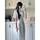 Shen Whale Cheongsam Young Daily Girl rétro rétro rétro à manches à manches à manches à manches courtes petites et frais 829 Green L