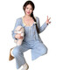 荣西图（RONGXITU）棉睡衣女带胸垫吊带三件套韩版甜美ins风家居服 S681#灰蓝 170 M