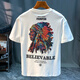 
Beihai 2 Lane American heavyweight short-sleeved T-shirt men's new summer high-end trend Indian print versatile T-shirt Black [JSW9903#] 3XL suitable for 151-165Jin [Jin equals 0.5 kg]