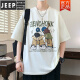 JEEP SPIRIT cartoon printed pure cotton teen short-sleeved t-shirt for men trendy handsome 2025 new summer half-sleeved t-shirt 695 black M about 80-100 Jin [Jin equals 0.5 kg] can be worn