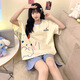 京濮飞日系卡通短袖睡衣女夏季宽松薄款家居服可外穿套装 677紫库洛米 170 M码【建议80-90斤】