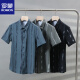 ROMON ice silk short-sleeved shirt men's elastic summer thin printed casual shirt half-sleeved stretch shirt without ironing handsome FJL7027 black M [95-110Jin[Jin equals 0.5 kg]]