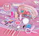Kinder-Meerjungfrau Simulation Home Make-up Spielzeug Prinzessin Make-up-Tasche 3-6 Jahre alte Mädchen 7 Lippenstift Lidschatteneis und Schneekosmetik Set 23-teiliges Set