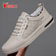 Spider King men's shoes genuine leather cowhide breathable board shoes soft sole versatile white shoes inner height-enhancing fashionable casual shoes 6628 white height-enhancing 37